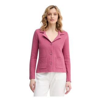 Benetton Textured Knit Cotton Blazer - Dames - Blazers - Roze - XL - Katoen - Jassen