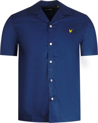 Lyle & Scott marineblauw resortoverhemd met korte mouwen