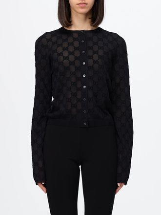 Gucci Cardigan slim fit in cr&ecirc;pe con monogramma GG e scollo a girocollo