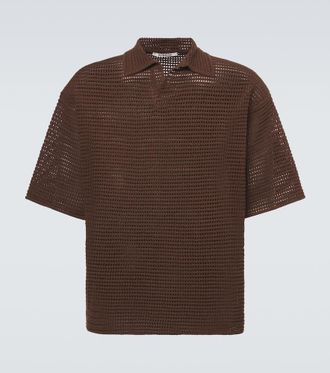 Auralee Open-knit cotton and silk polo sweater