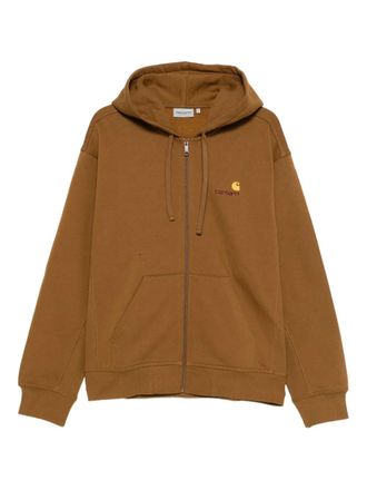 Carhartt Work in Progress American Script zip-up hoodie - men - Polyester/Cotton - M - Brown
