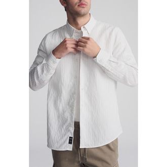 Mavi Regular Fit Stripe Button-Up Shirt in Black at Nordstrom, Size X-Large