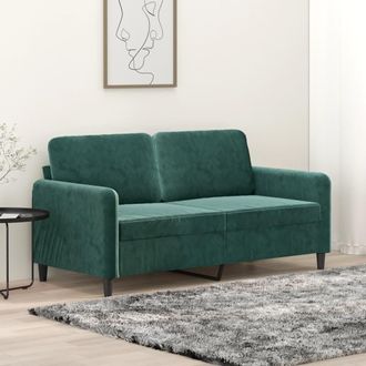 vidaXL Sof&aacute; De 2 Plazas De Terciopelo Verde Oscuro 140 Cm Vidaxl
