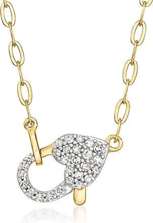 Ross-Simons Diamond Heart-Shaped Clasp Necklace in 18kt Gold Over Sterling