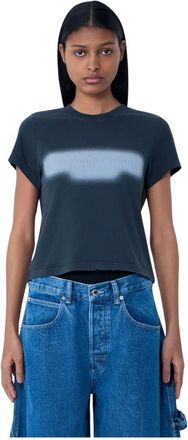 Alexander Wang Cotton Jersey Logo T-Shirt - Dames - T-shirts - Grijs - XS - Katoen - Tops