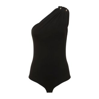 Michael Kors Body, female, Black, Size: XL Matte Jersey One-Shoulder Bodysuit