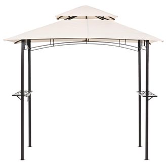Beliani Beliani - Cenador De Metal Beige Negro 240 Cm Pabell&oacute;n De Jard&iacute;n Gazebo Toldo Ganchos Naro
