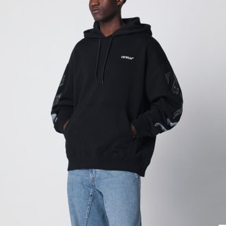 Off-white Black hooded sweatshirt with logo print