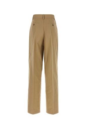 Prada Womens Camel Cotton Pant Kaki Exterior: Pantaloni