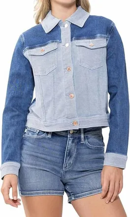 Judy Blue Color Block Demin Jacket In Blue