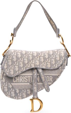 Dior Pre-owned Womens Saddle Bag Oblique Canvas - Light Grey Textile - One Size