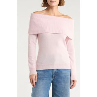 Magaschoni Cashmere Off the Shoulder Sweater in Pink Fresia at Nordstrom Rack, Size X-Large