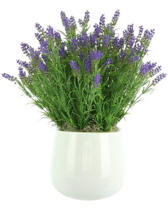 Creative Displays Inc. Uv-Rated Outdoor Lavender Arrangement In A White Fiberstone Pot
