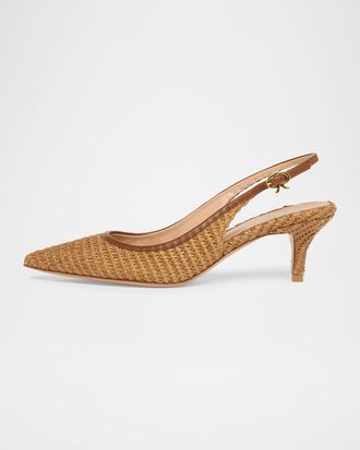 Gianvito Rossi Marbella Raffia Slingback Pumps