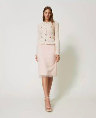 Twin-Set Jacquard Boucle Woven Skirt In Cupcake Pink