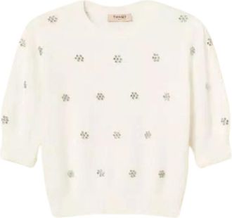 Twinset Truien & Vesten, Dames, Wit, S, Angora Bloemen Trui