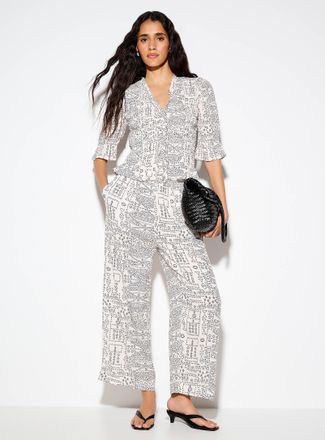 Icone Womens Crinkled texture cropped wide-leg pant