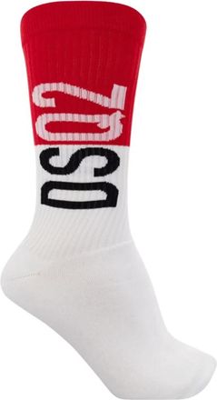 Dsquared2 Mid Crew Sokken - Heren - Sokken - Wit - XL - Katoen - Ondergoed