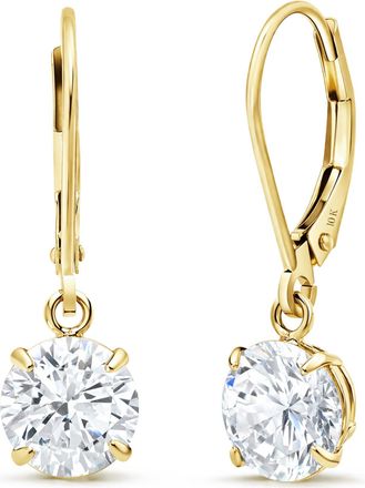 MAX + STONE 10k Yellow or White Gold Leverback Cubic Zirconia Dangle Earrings 5mm to 10mm