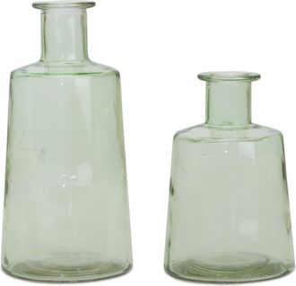 Melrose International Sage Green Glass Bottle Vase (Set of 2) - Green