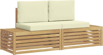 vidaXL 2 Uds. Conjunto De Sof&aacute;s De Exterior Poli&eacute;ster Blanco Vidaxl
