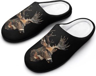 Generic Camouflage Deer Fashion Cotton Slippers for Women Memory Foam House Slippers Non-Slip House Bedroom Shoes
