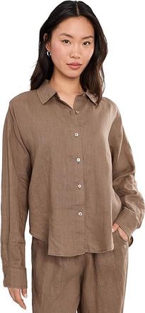 Splendid Stella Linen Button Down Womens Clothing Wicker : LG (Womens 10-12)