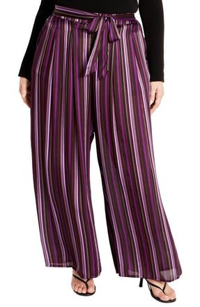 City Chic Willow Stripe Wide Leg Pants in Lily Stripe at Nordstrom