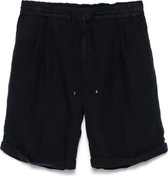 Brunello Cucinelli Linnen Bermuda Shorts - Heren - Korte Broeken - Blauw - M - Linnen - Korte Broeken