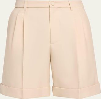 Valentino Garavani Mens Gabardine Pleated Bermuda Shorts