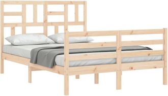 vidaXL Bed Frame with Headboard 140x190 cm Solid Wood vidaXL