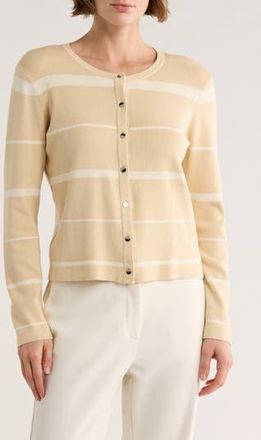 Elie Tahari Variegated Stripe Crop Cardigan in Sand/Ivory Stripe at Nordstrom Rack, Size X-Small