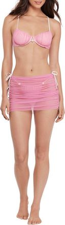 Steve Madden Ruched Mesh Cover-Up Skirt in Orchid at Nordstrom, Size X-Small