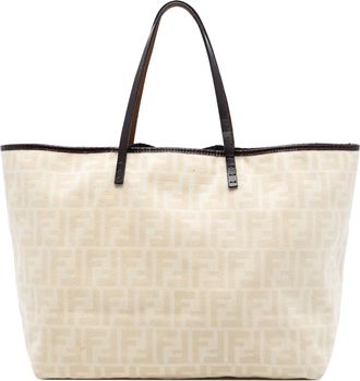 Fendi Pre-owned Womens Medium Zucca Canvas Roll Tote - Ivory Textile - One Size
