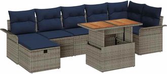 vidaXL Conjunto De Sof&aacute;s De Jard&iacute;n 8 Uds. Gris Rat&aacute;n Sint&eacute;tico Vidaxl