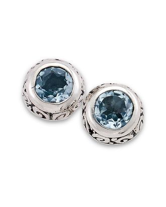 Samuel B. Silver 2.00 Ct. Tw. Blue Topaz Round Earrings