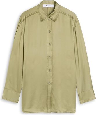 Day Birger Et Mikkelsen Day Birger ET Mikkelsen Strong Open-back Satin Shirt - Khaki - 40 (UK14 / L)