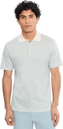 Faherty Short Sleeve Movement Pique Polo Mens Short Sleeve Knit Beach Fog Stripe : 2XL, Cotton