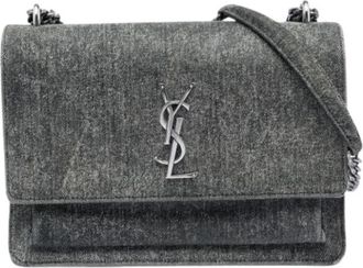 Saint Laurent Pre-owned The Sunset Shoulder Bag - Dames - Vintage Schoudertas - Grijs - ONE Size - Denim - Vintage
