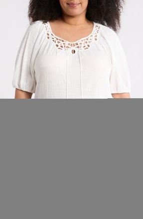 Max Studio Elbow Sleeve Yoke Top in White at Nordstrom Rack, Size 2X