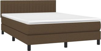 vidaXL Vidaxl - Cama Box Spring Con Colch&oacute;n Tela Marr&oacute;n Oscuro 140x200 Cm