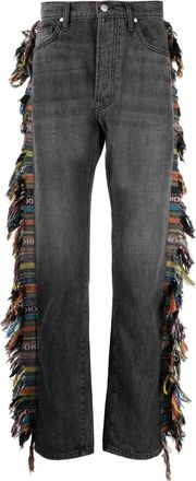 Alchemist logo-print fringed jeans - men - Cotton - 30 - Black