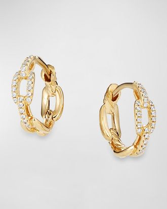 David Yurman Stax Chain-Link Hoop Earrings with Diamonds in 18K Gold, 12.5mm