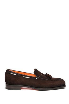 Santoni Suede Moccasins with Tassels