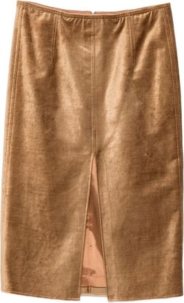 Forte_Forte Gonna in velluto con spacco - Oro