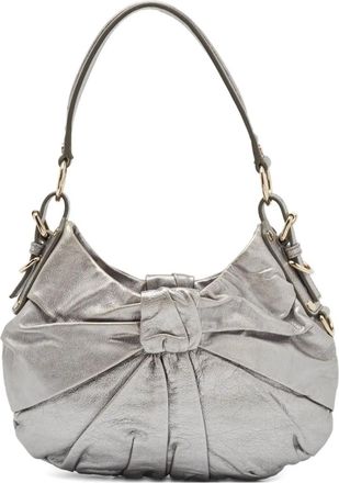 Saint Laurent Borsa a spalla in pelle con fiocco - Argento