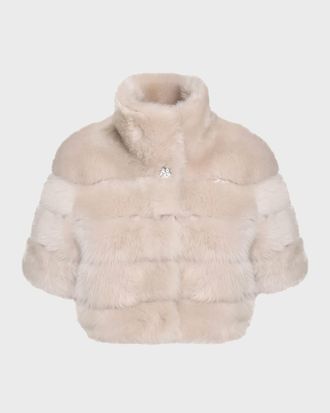 Gorski Reversible Merinillo Lamb Shearling Bolero Jacket With Cropped Sleeves