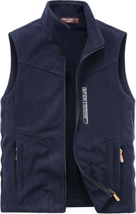 Generic 5t Winter Cost Male Casual Solid Polar Fleece Plush Vest Coat Stand Collar Sleeveless Zipper Fly Pocket Coat Vest Men Costs (Dark Blue, M)