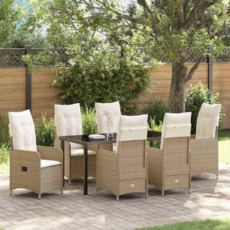 vidaXL Conjunto De Comedor De Jard&iacute;n Con Coj&iacute;n 7 Pcs Beige Polirat&aacute;n Vidaxl