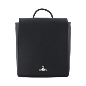 Vivienne Westwood Gene Daypack - Dames - Tassen - Zwart - Maat: ONE Size Leer